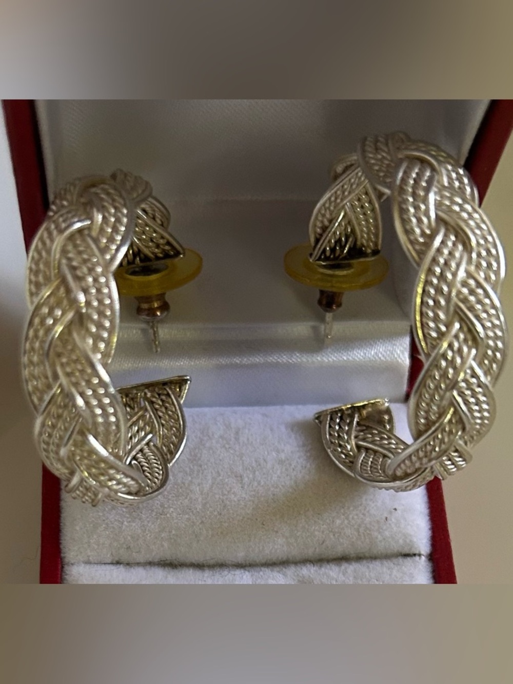 Vintage Silver Braided Hoop Earrings